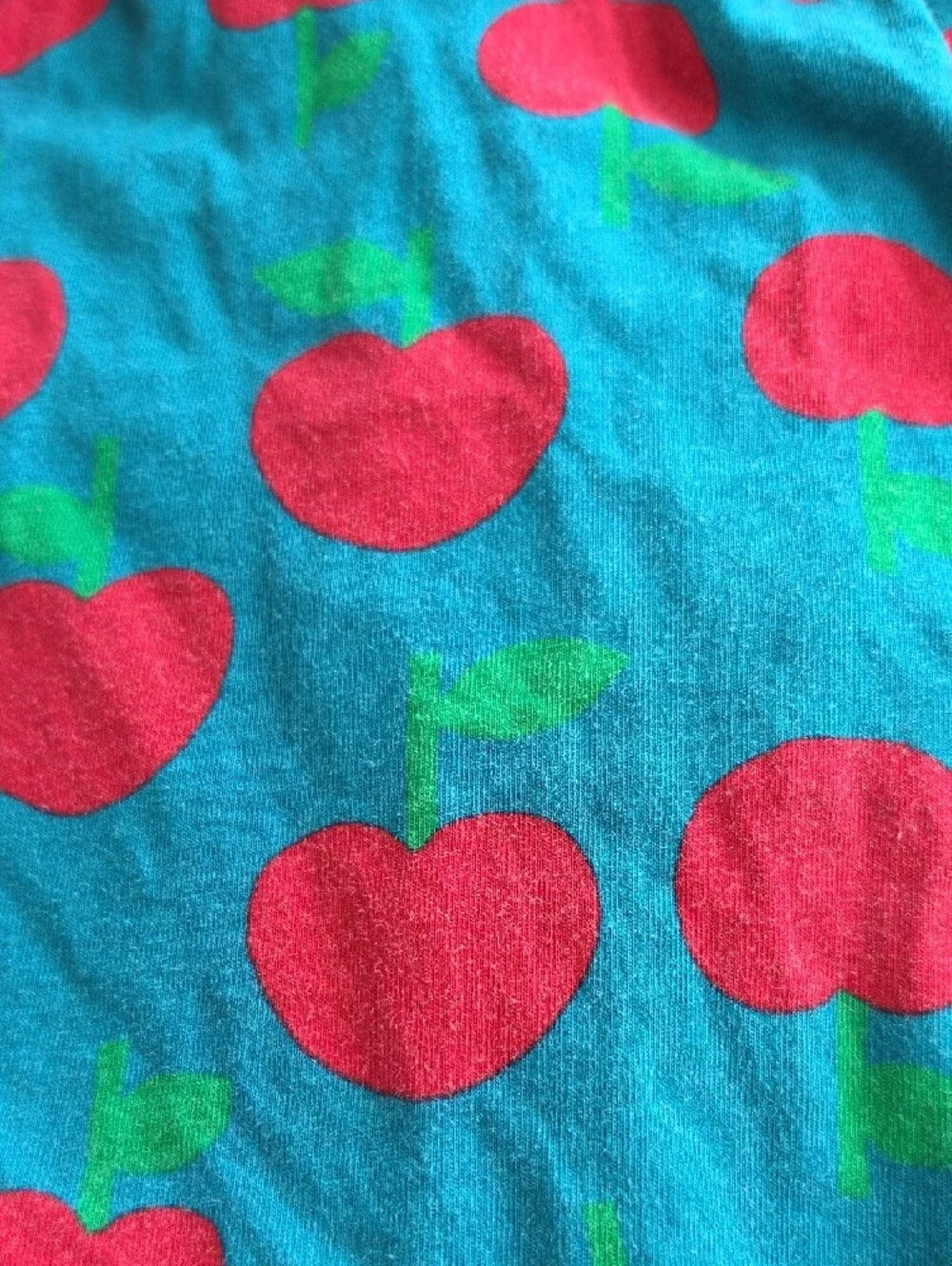 HANNA ANDERSSON | Apple Print Pocket Long Sleeve Cotton Dress Dark Teal | 4